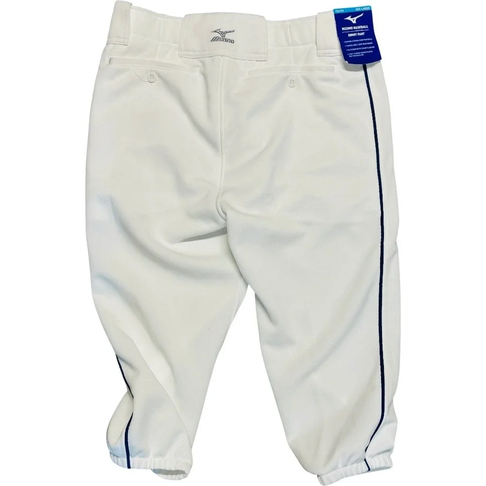 Mizuno Youth XXXL Baseball Short Pant White Navy Piped Padded New 32-34